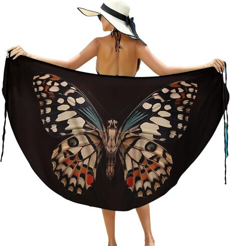Butterfly Print Beach Cover Up, Halter Neck Wrap Dress in Saudi Arabia