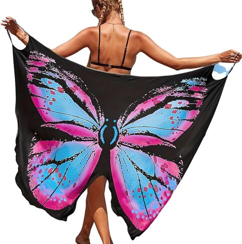 Butterfly Print Beach Cover Up, Halter Neck Wrap Dress in Saudi Arabia