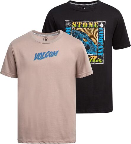Volcom Boys Graphic Tees - 2 Pack Short Sleeve Crewneck T-Shirts with Iconic Prints - Breathable Cotton Shirt for Boys (8-16) in Saudi Arabia