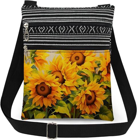Sunflowers Print Crossbody Bag Yellow Flowers Adjustable Strap for Adults Messenger Bag Birthday Mother's Day Gift for Nature Lovers Flower Lover in Kuwait