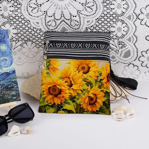 Sunflowers Print Crossbody Bag Yellow Flowers Adjustable Strap for Adults Messenger Bag Birthday Mother's Day Gift for Nature Lovers Flower Lover in Kuwait