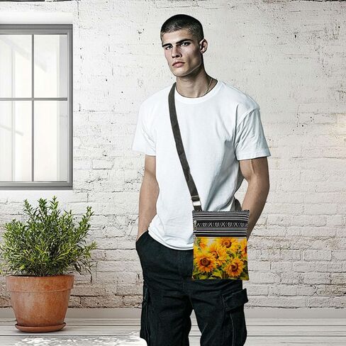 Sunflowers Print Crossbody Bag Yellow Flowers Adjustable Strap for Adults Messenger Bag Birthday Mother's Day Gift for Nature Lovers Flower Lover in Kuwait