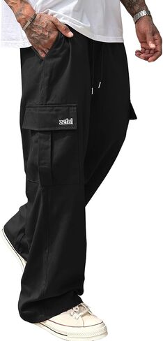 ZAFUL Men's Cargo Work Pants Drawstring Casual Joggers Hiking Outdoor Streetwear Track Jogging Sweatpants in Kuwait