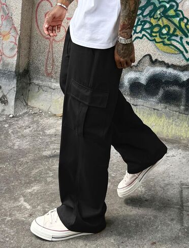 ZAFUL Men's Cargo Work Pants Drawstring Casual Joggers Hiking Outdoor Streetwear Track Jogging Sweatpants in Kuwait