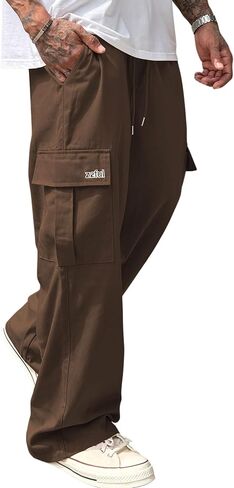 ZAFUL Men's Cargo Work Pants Drawstring Casual Joggers Hiking Outdoor Streetwear Track Jogging Sweatpants in Kuwait