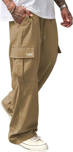 ZAFUL Men's Cargo Work Pants Drawstring Casual Joggers Hiking Outdoor Streetwear Track Jogging Sweatpants in Kuwait