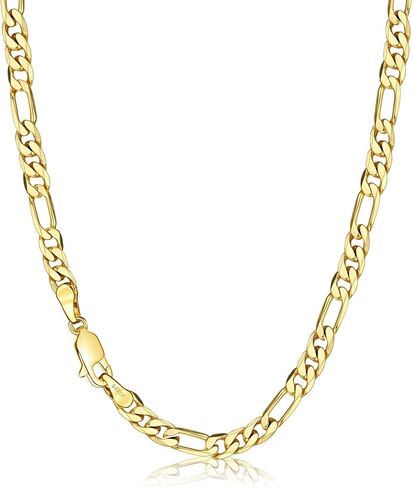 NOKMIT 14K Gold Filled Figaro Necklace for Women Men, 3mm/5mm Italian Figaro Link Chain, 16-24 Inch, Hypoallergenic, Non Tarnish, Dainty Unisex Jewelry, Cadenas de Oro 14K para Mujer in Saudi Arabia