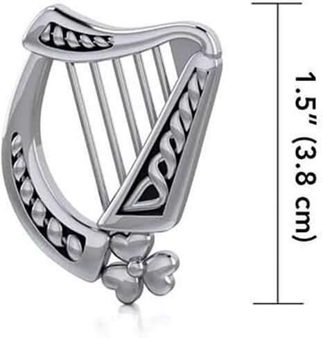 Irish Jewelry Harp Shamrock Silver Pendant Celtic Necklace for Women Ireland Symbol Mother's Day Present Chain 18" Gifted Box in Saudi Arabia