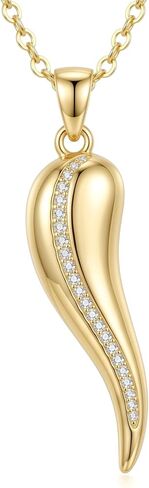 KQ&TTENG14K Gold Italian Horn Necklace for Women Cornicello Talisman Pendant Good Luck Necklace Italian Amulet Horn Jewelry Thanksgiving Birthday Gifts for Wife Mom Girlfriend in Saudi Arabia
