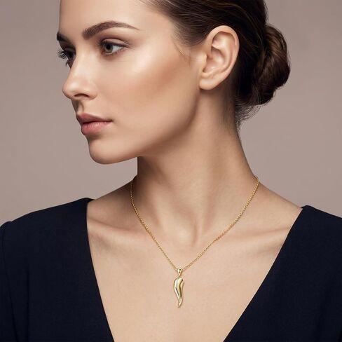 KQ&TTENG14K Gold Italian Horn Necklace for Women Cornicello Talisman Pendant Good Luck Necklace Italian Amulet Horn Jewelry Thanksgiving Birthday Gifts for Wife Mom Girlfriend in Saudi Arabia