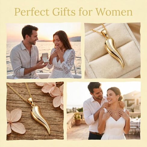 KQ&TTENG14K Gold Italian Horn Necklace for Women Cornicello Talisman Pendant Good Luck Necklace Italian Amulet Horn Jewelry Thanksgiving Birthday Gifts for Wife Mom Girlfriend in Saudi Arabia