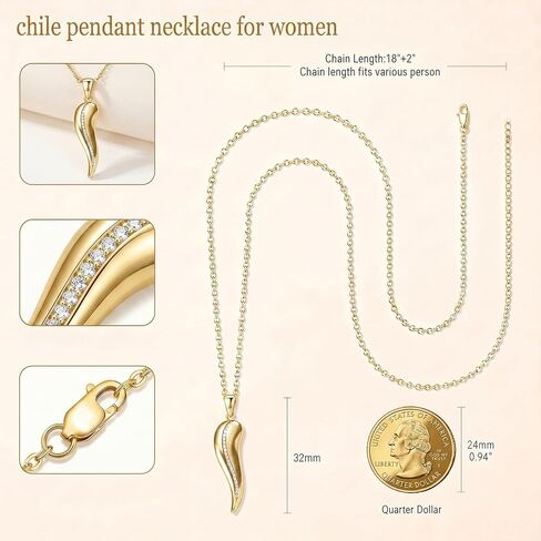 KQ&TTENG14K Gold Italian Horn Necklace for Women Cornicello Talisman Pendant Good Luck Necklace Italian Amulet Horn Jewelry Thanksgiving Birthday Gifts for Wife Mom Girlfriend in Saudi Arabia