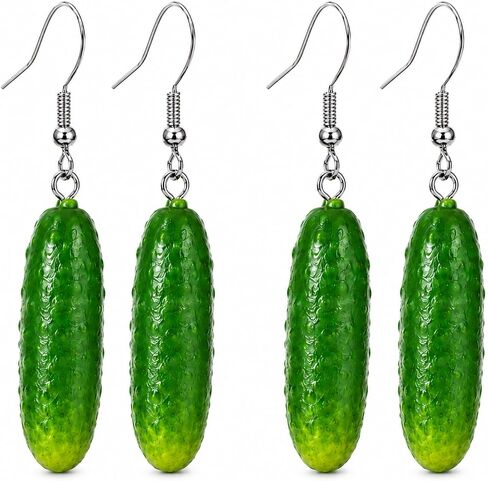 4PCS Pickle Earrings, Pickle Jewelry, Pickle Necklace, Fun Novelty Lightweight Gift for Pickle Lovers, Casual Wear in Saudi Arabia