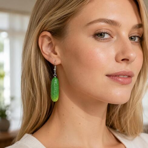 4PCS Pickle Earrings, Pickle Jewelry, Pickle Necklace, Fun Novelty Lightweight Gift for Pickle Lovers, Casual Wear in Saudi Arabia