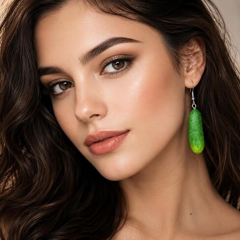 4PCS Pickle Earrings, Pickle Jewelry, Pickle Necklace, Fun Novelty Lightweight Gift for Pickle Lovers, Casual Wear in Saudi Arabia