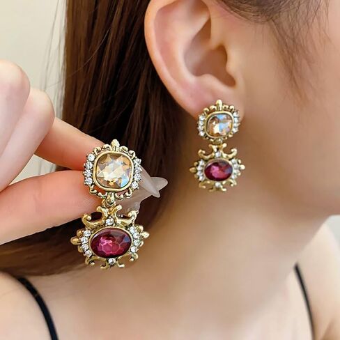 Vintage Gold Chunky Rhinestone Jewelry Set Red And Champagne Gemstone Jewelry Set Luxurious F estival Party Wedding Bridal Accessories in Kuwait