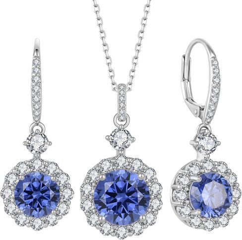 STARCHENIE Tanzanite Necklace Earrings for Women Cluster Birthstone Pendant Jewelry Set Gift for Her in Kuwait