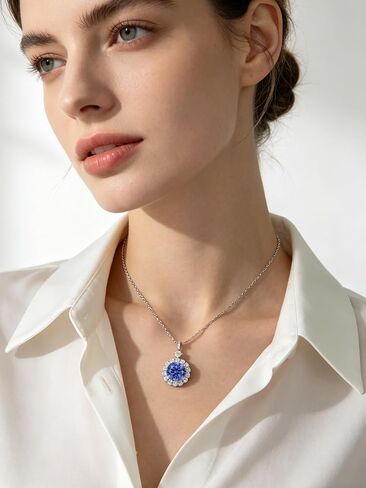 STARCHENIE Tanzanite Necklace Earrings for Women Cluster Birthstone Pendant Jewelry Set Gift for Her in Kuwait