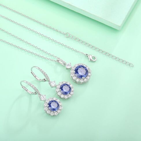 STARCHENIE Tanzanite Necklace Earrings for Women Cluster Birthstone Pendant Jewelry Set Gift for Her in Kuwait