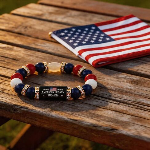 Patriotic Bracelet for Women 4th of July Bracelets Red White and Blue Bead Bracelets USA 250th Anniversary Jewelry Independence Day Decorations in Kuwait