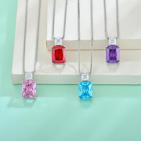 STARCHENIE 925 Sterling Silver Necklace Earrings for Women Princess & Emerald Cut Pendant May Birthstone Created Emerald Jewelry Set in Kuwait
