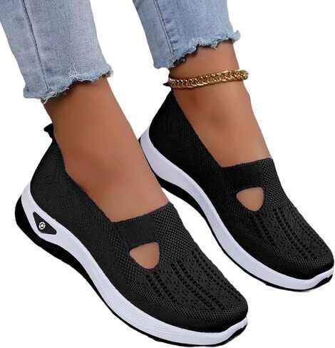 Women's Wide Fit Mesh Sneakers Lightweight Cushioned Insole Flexible PVC Sole, All Season Plus Size Casual Athletic Walking Shoes in Kuwait