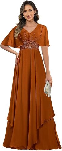 Short Sleeve Mother of The Groom Dresses for Women V Neck Lace Applique Mother of Bride Dress in Kuwait