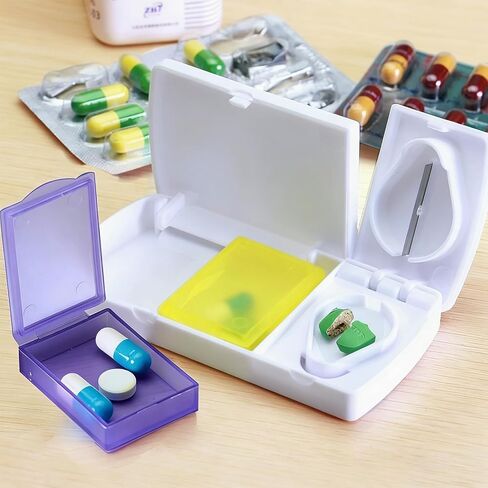 Travel Pill Organizer Cutter，Travel Pill Case Box Medicine Pill Organizer Pastillero Two Case with Cutter in Saudi Arabia