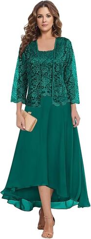 Short Mother of The Bride Dresses for Wedding 2 Piece Lace Applique Formal Evening Gowns BO020 in Saudi Arabia