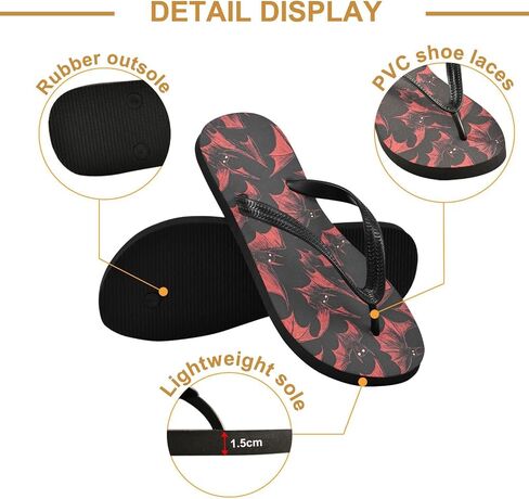 Red Bat Women's Flip Flop Sandal, Casual Summer Sandals, Mens Flip Flops for Beach Outdoor XS in Saudi Arabia