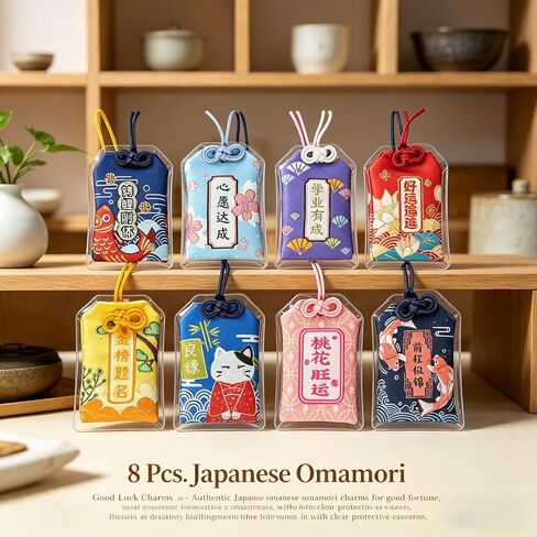 8 Pcs Decorative Hanging Ornaments Omamori Japanese Charms, Good Luck Charm & Bulk Good Luck Charms, Japanese Keychain, Japan Souvenirs for Home Decor & Gifting in Saudi Arabia