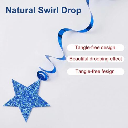 4th of July Decorations Red White Blue/Graduations Party Decorations Red Blue/Patriotic Hanging Star Streamers, Red White Blue Glitter Stars with Swirls, Memorial Day Veterans Day in Saudi Arabia