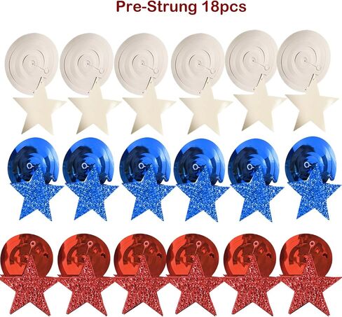 4th of July Decorations Red White Blue/Graduations Party Decorations Red Blue/Patriotic Hanging Star Streamers, Red White Blue Glitter Stars with Swirls, Memorial Day Veterans Day in Saudi Arabia