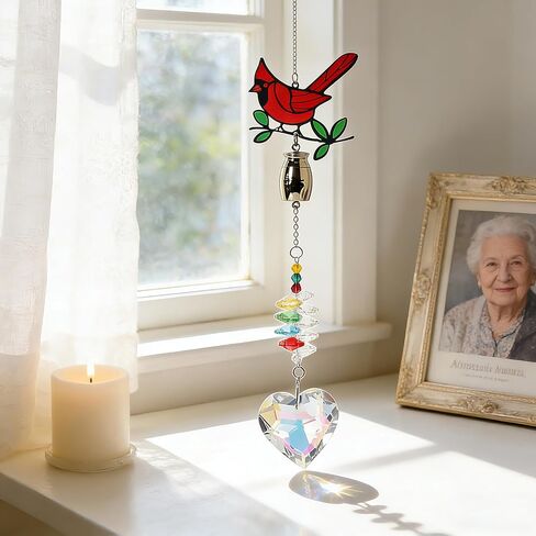 Cardinal Crystal Catcher Mini Urn for Ashes Keepsake Suncatcher with Small Cremation Holder,Hanging Memorial Decor mini urn,1.2 Inches Tiny urn for Human or Pet Ashes Sharing Memorial Urn in Saudi Arabia