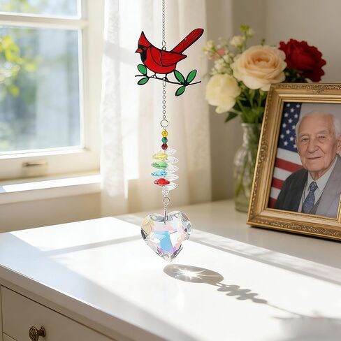 Cardinal Crystal Catcher Mini Urn for Ashes Keepsake Suncatcher with Small Cremation Holder,Hanging Memorial Decor mini urn,1.2 Inches Tiny urn for Human or Pet Ashes Sharing Memorial Urn in Saudi Arabia