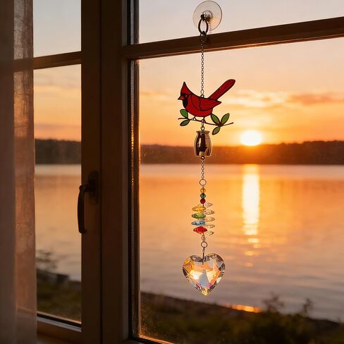 Cardinal Crystal Catcher Mini Urn for Ashes Keepsake Suncatcher with Small Cremation Holder,Hanging Memorial Decor mini urn,1.2 Inches Tiny urn for Human or Pet Ashes Sharing Memorial Urn in Saudi Arabia