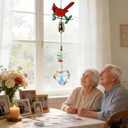Cardinal Crystal Catcher Mini Urn for Ashes Keepsake Suncatcher with Small Cremation Holder,Hanging Memorial Decor mini urn,1.2 Inches Tiny urn for Human or Pet Ashes Sharing Memorial Urn in Saudi Arabia
