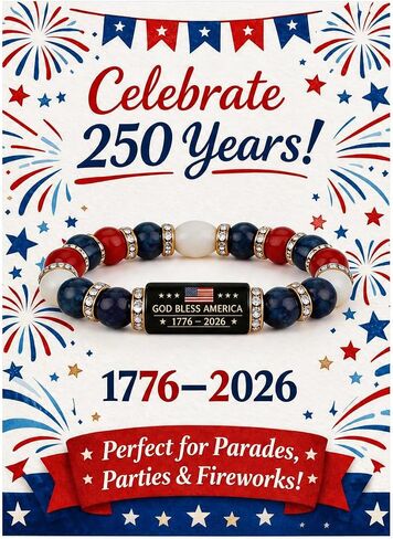 Patriotic Bracelet for Women 4th of July Bracelets Red White and Blue Bead Bracelets USA 250th Anniversary Jewelry Independence Day Decorations in Kuwait