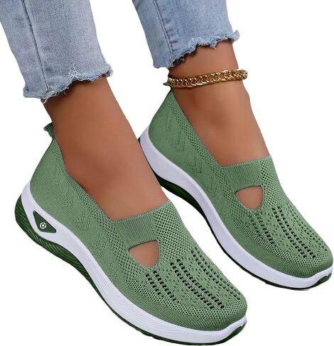 Women's Wide Fit Mesh Sneakers Lightweight Cushioned Insole Flexible PVC Sole, All Season Plus Size Casual Athletic Walking Shoes in Kuwait