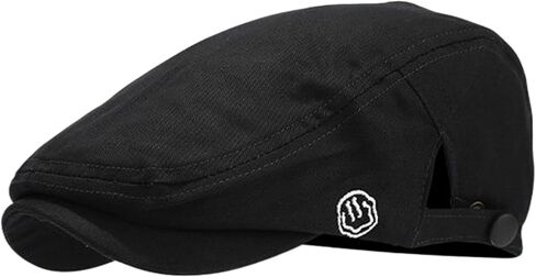 Men's Cotton Flat Cap Newsboy Beret, Adjustable Ivy Gatsby Forward Hat, Navy Blue, Black, Gray, Retro Style in Kuwait