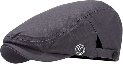 Men's Cotton Flat Cap Newsboy Beret, Adjustable Ivy Gatsby Forward Hat, Navy Blue, Black, Gray, Retro Style in Kuwait