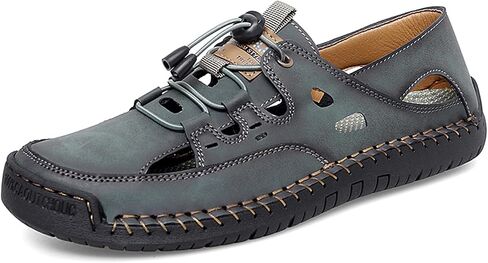 Men'S Closed Toe Flat Sandals Hand Stitching With Adjustable Lace-Up Fisherman Outdoor Sandals Non Slip Breathable Summer Casual Beach Walking Hiking Sport Shoes in Saudi Arabia