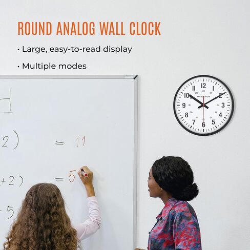 MARATHON Commercial Grade 10-Inch Silent Continuous-Sweep Analog Wall Clock with 12/24-Hour Markers, Large Easy-to-Read Numbers, Black in Kuwait