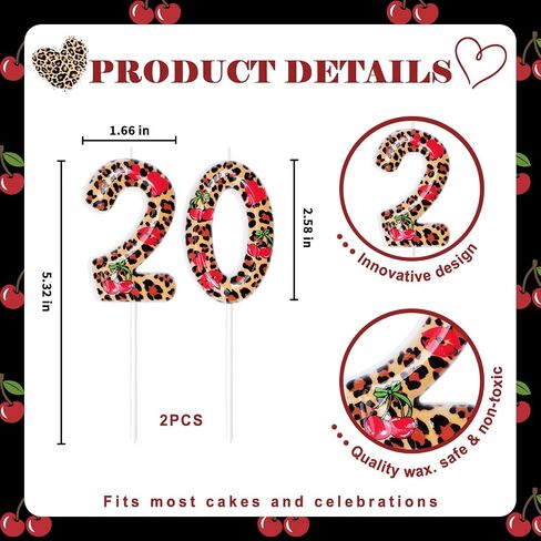 Cheetah Print Birthday Candles, Cheetah Print Party Decoration Supplies, Birthday Number Candles for Cake Topper (Brown, Number 20) in Kuwait