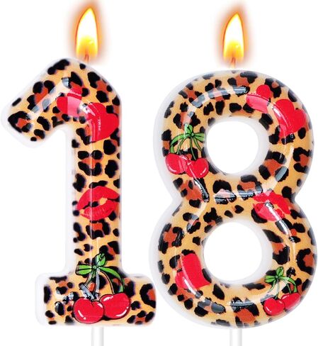 Cheetah Print Birthday Candles, Cheetah Print Party Decoration Supplies, Birthday Number Candles for Cake Topper (Brown, Number 20) in Saudi Arabia