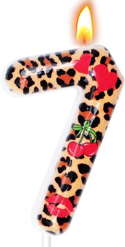Cheetah Print Birthday Candles, Cheetah Print Party Decoration Supplies, Birthday Number Candles for Cake Topper (Brown, Number 20) in Kuwait