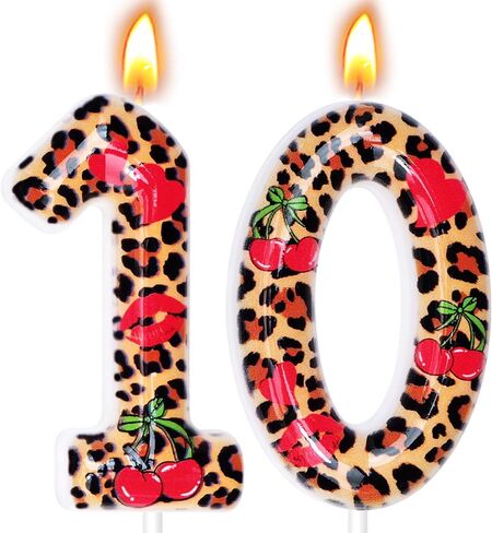 Cheetah Print Birthday Candles, Cheetah Print Party Decoration Supplies, Birthday Number Candles for Cake Topper (Brown, Number 20) in Kuwait