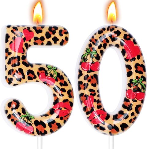 Cheetah Print Birthday Candles, Cheetah Print Party Decoration Supplies, Birthday Number Candles for Cake Topper (Brown, Number 20) in Kuwait
