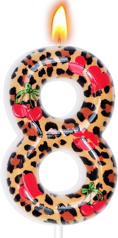 Cheetah Print Birthday Candles, Cheetah Print Party Decoration Supplies, Birthday Number Candles for Cake Topper (Brown, Number 20) in Kuwait