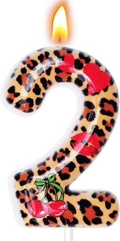 Cheetah Print Birthday Candles, Cheetah Print Party Decoration Supplies, Birthday Number Candles for Cake Topper (Brown, Number 20) in Kuwait